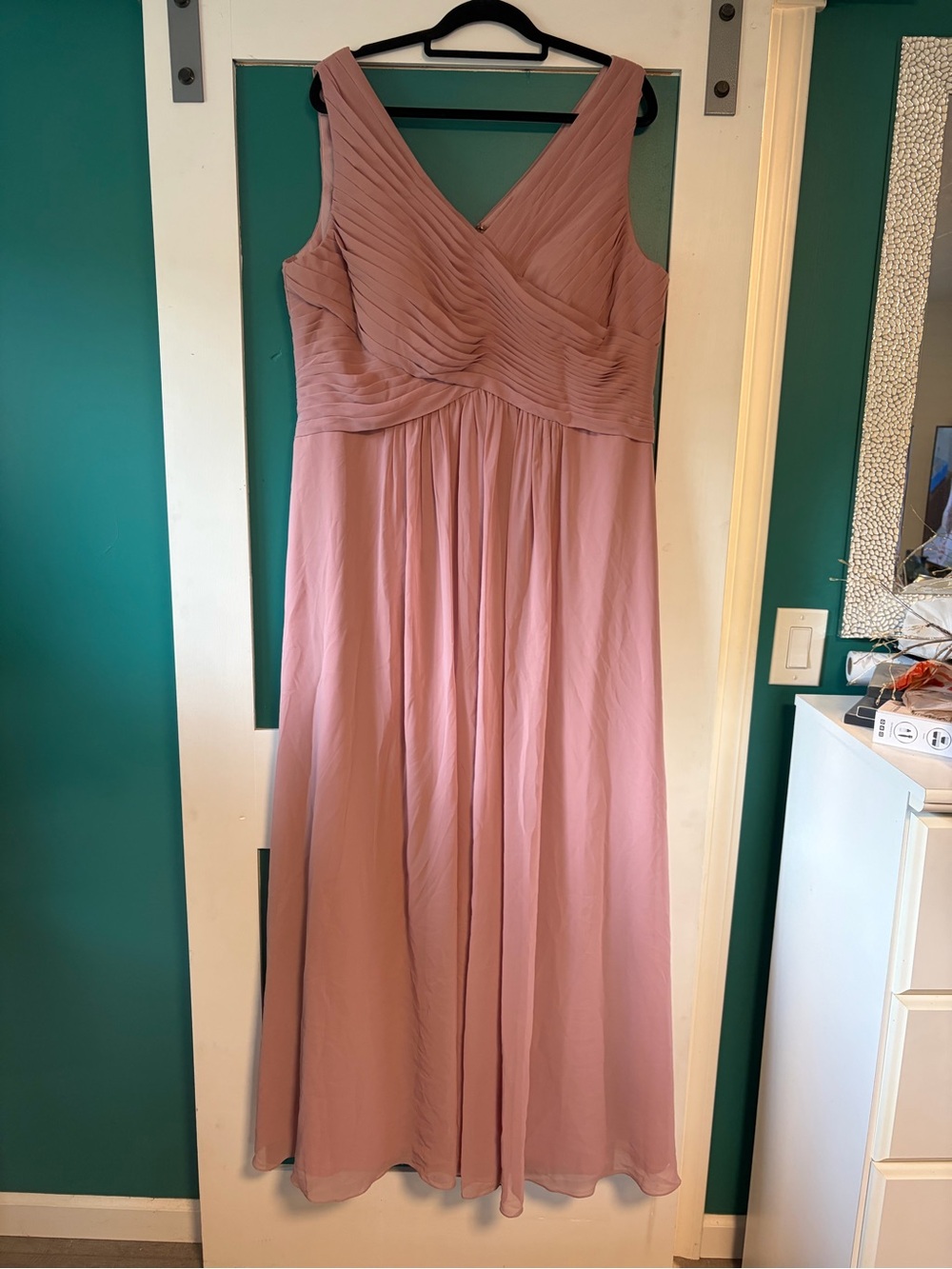 Azazie Dusty Rose Sleeveless V-Neck Maxi Dress - Picture 3 of 4